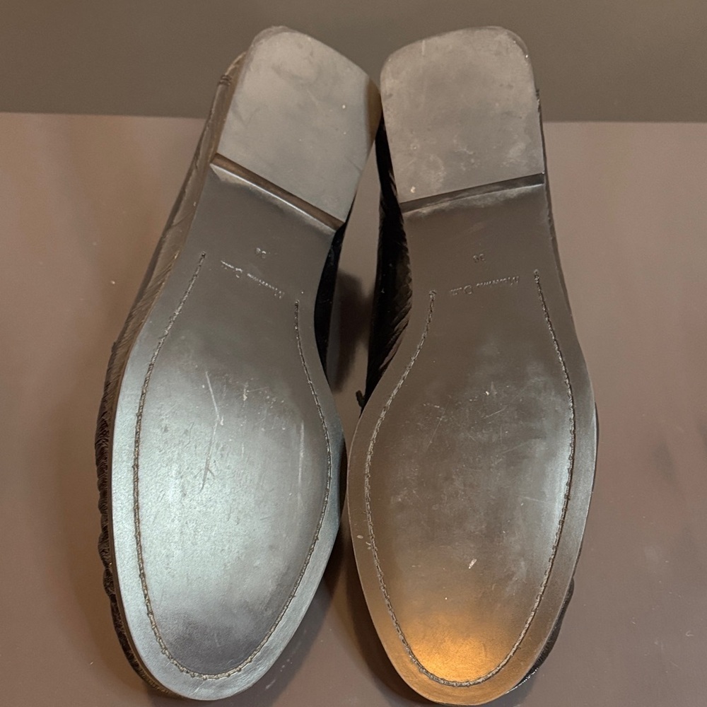 Massimo Dutti Black Patent Leather Loafers Size 39 Women Clean Made In Morocco - Picture 5 of 6